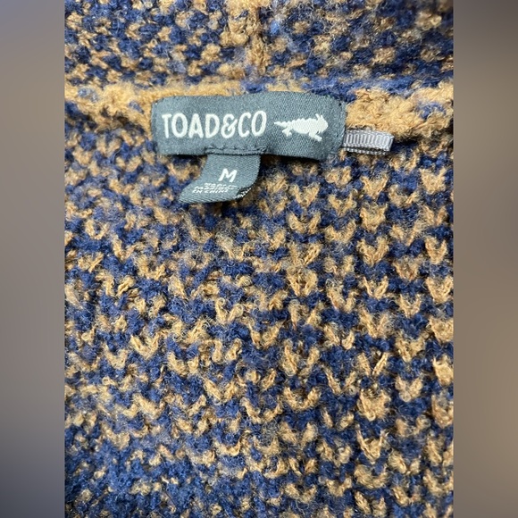 Toad&Co Cabin Fever Cardigan Size Medium Honey Navy Blue Tan Plaid‎ Wool Blend - Picture 4 of 4